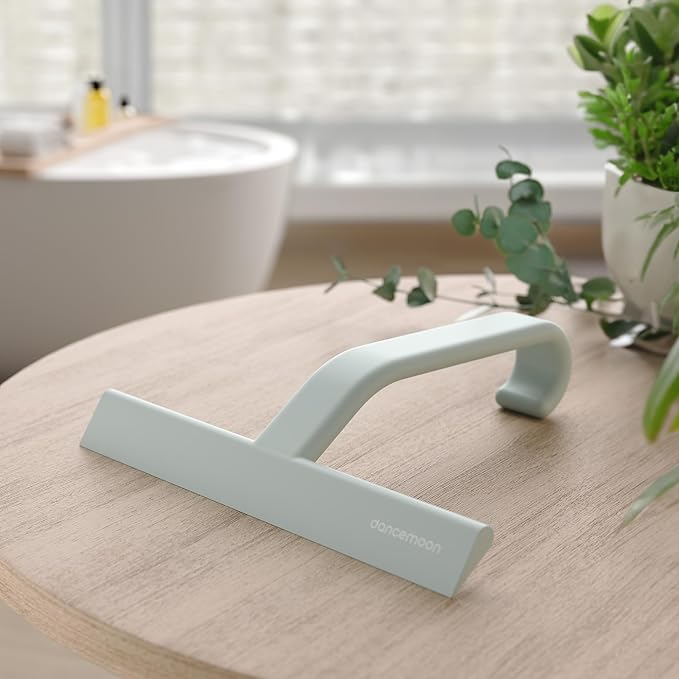 dancemoon JustHang Shower Squeegee for Glass Doors, All-one-Piece Silicone with Built-in Hook Design for Easy Hanging and Cleaning, 10 Inch Sage Green