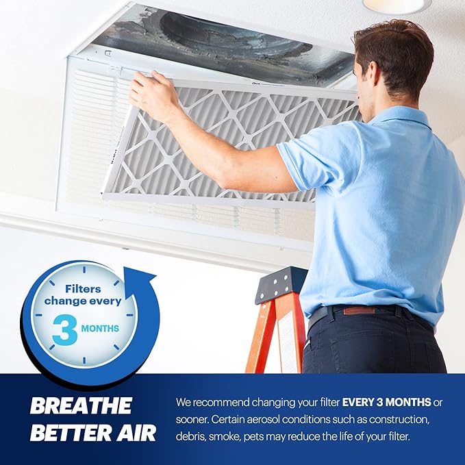 BNX TruFilter 14x20x1 Air Filter MERV 13 (4-Pack) - MADE IN USA - Electrostatic Pleated Air Conditioner HVAC AC Furnace Filters for Allergies, Pollen, Mold, Bacteria, Smoke, Allergen, MPR 1900 FPR 10