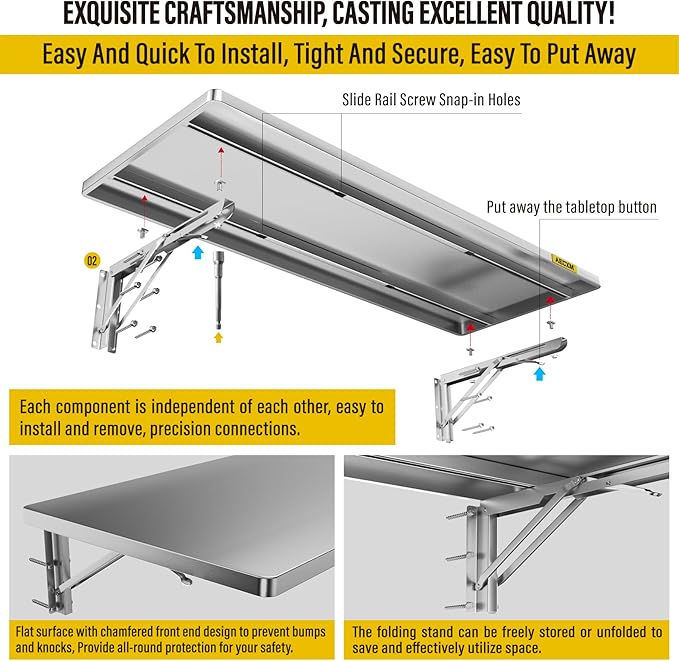 1.2x3ft Adjustable Rail Type Folding Storage Rack Shelf, Suitable for Garage, Storage Room, Kitchens Wall Shelf Garage Storage Rack Floating Shelves, Folding Panels (1pc-Silver Gray)