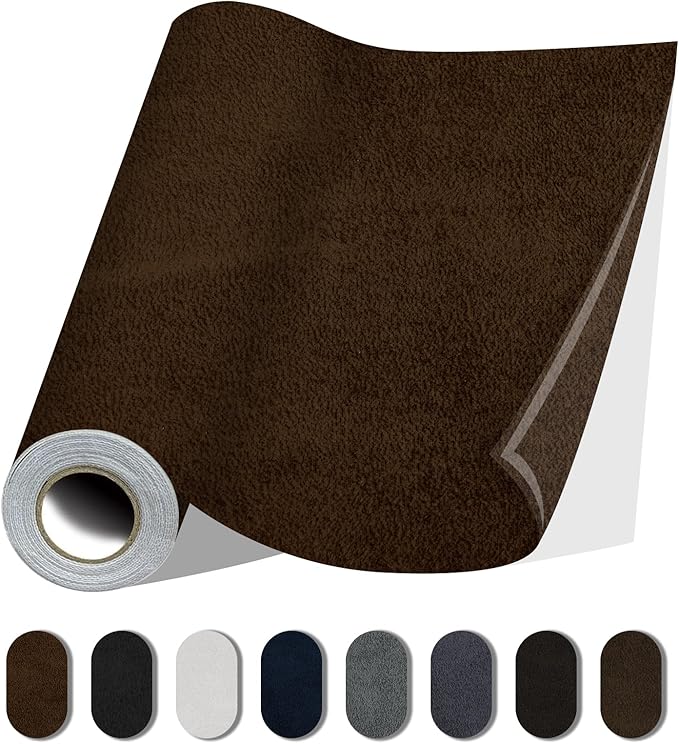 Fabric Repair Patches, Self-Adhesive Suede Patches Tape Durable, DIY Large Fabric Repair for Sofa, Couches, Furniture, Chair, Clothing （3.5X79 Inch, Brown）