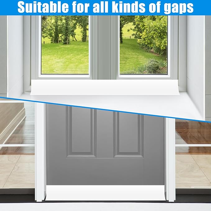 Draft Seal Tape for Doors and Windows 3 in x 20 Ft Silicone Weather Stripping Extra Thick 2mm Door Seal Strip with Strong Adhesive Draft Insulation Stopper Side Seal - White