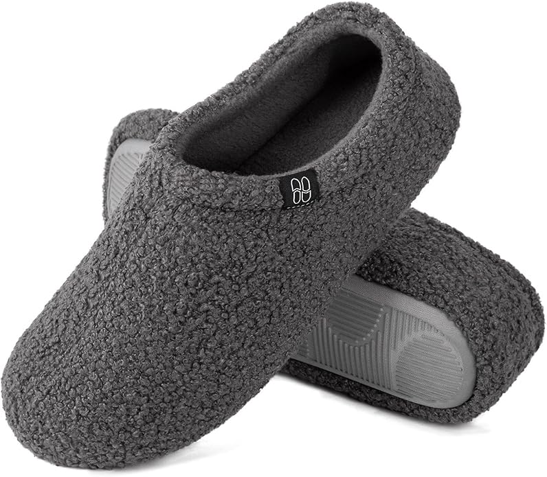 HomeTop Women's Fuzzy Curly Fur Memory Foam Loafer Slippers with Polar Fleece Lining