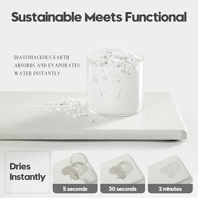 2PCS 10"x 5" Large Bathroom Sink Vanity Trays, Water Absorbing Diatomite Stone Quick Drying Mat for Kitchen Counter, Dish Rack Dispensers Sponge Holder Caddy Organizer, Beige, 10"x 5"