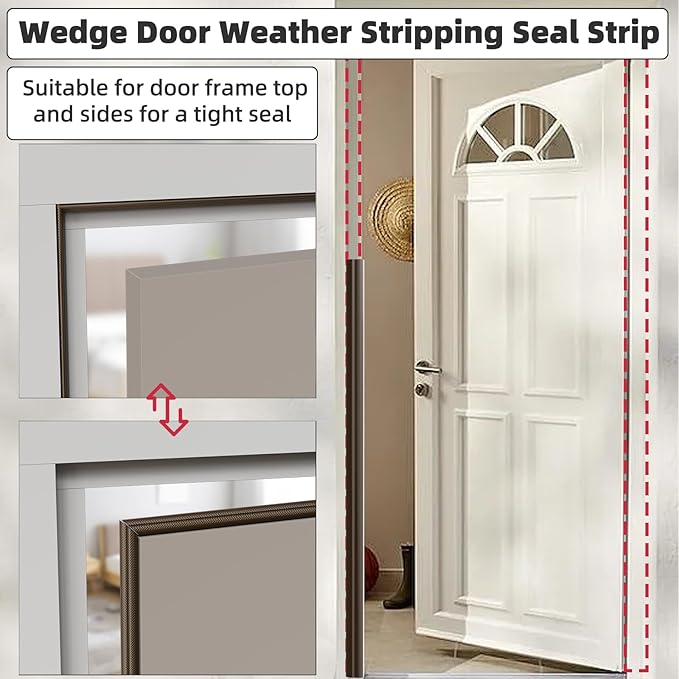9.8 Ft Weather Stripping Seal Strip for Doors/Windows,Soundproofing Window Insulation Draft Stopper for Winter, Selfadhesive Foam Weather Strip for Door Frame,Door Gap Filler Noise Blocker(Brown)