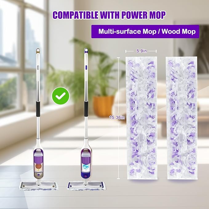 Power Mop Pads Refills for Swiffer PowerMop Multi-Surface Mopping Pad Disposable Replacement Mop Pads Compatible with Swiffer PowerMop,Safe on All Finished Floors,38 Count.