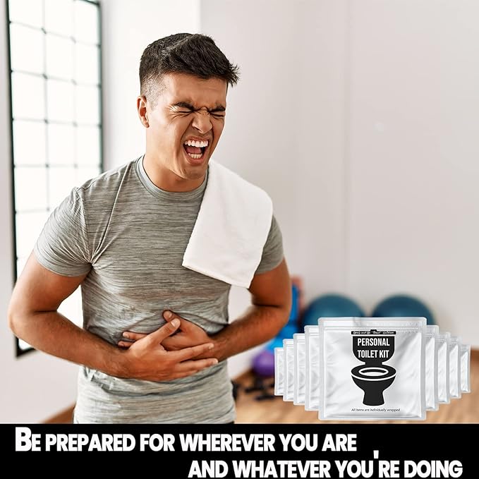 Personal Toilet Kit To Go – 10 Pack | Disposable Public Restroom Kit | Individually Wrapped for Toilet Protection Kit | Toilet Paper, Toilet Seat Cover, Butt Wipes, Cleansing Wipes (White)