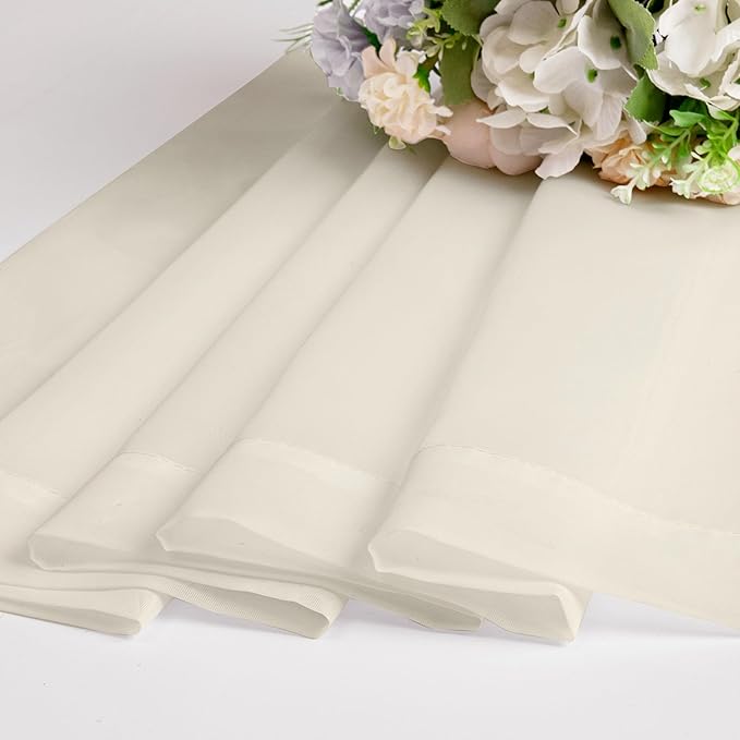 Chyhomenyc Cream Sheer Curtains 36 inch Length 2 Panels Set, Light Filtering Voile Short Window Curtians for Bathroom Living Room Farmhouse Small Windows, Each 42Wx36L in, 2PCS
