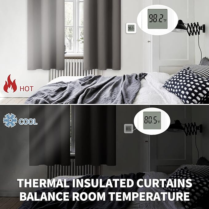 BGment Rod Pocket Blackout Curtains for Bedroom 84 Inches Length - Thermal Insulated Room Darkening Curtain for Living Room, 42 x 84 Inch, 2 Panels, Grey