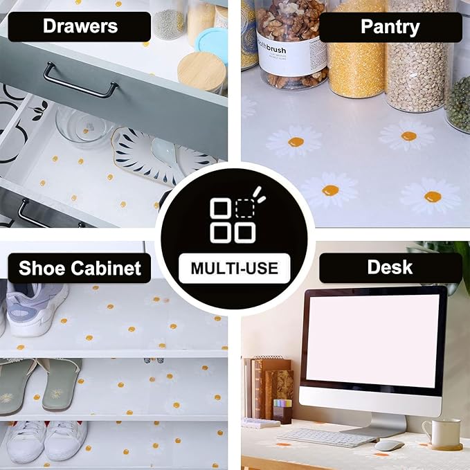 INNOLITES Shelf Liners for Kitchen Cabinets, Non Adhesive Drawer Cabinet Liner, Waterproof Oil-Proof Non-Slip Shelf Liner for Kitchen Pantry Refrigerator 23.6" x 118"
