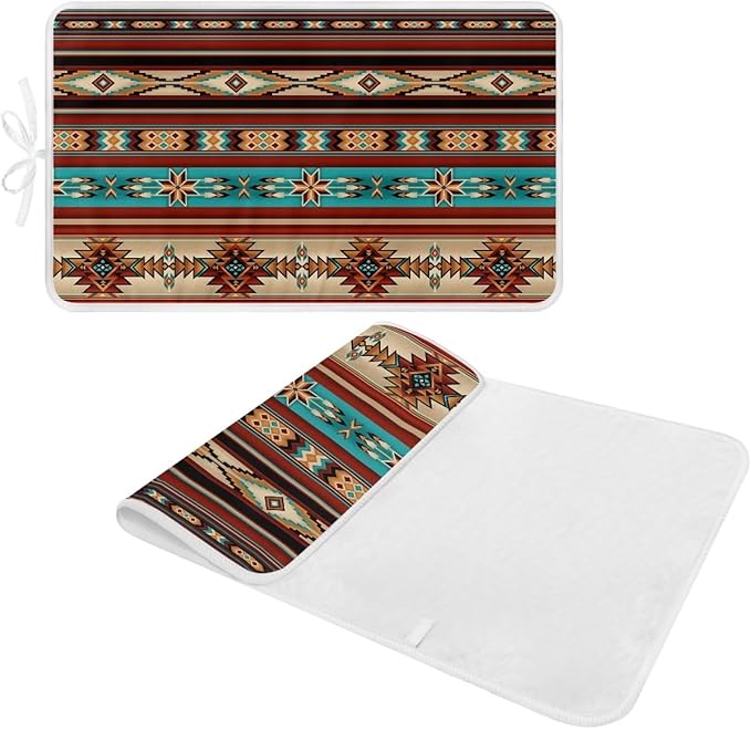 Aztec Ironing Mat Ironing Board Pad Heat Resistant, Portable, Quilting & Travel Blanket 32 x 16 Inch Aztec Print Small Ironing Mat for Table Top,Countertop,Etc
