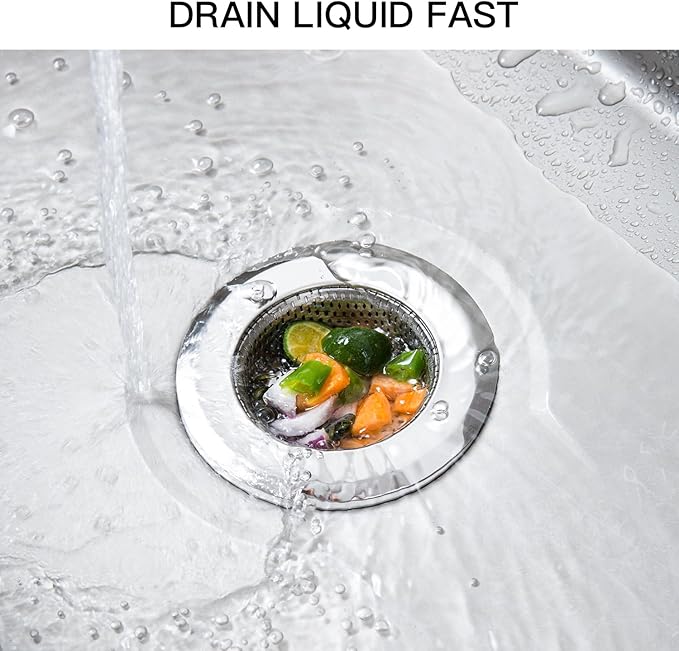 4 Pack Heavy Duty Stainless Steel Kitchen Sink Drain Strainer, Bathroom Hair Catcher Shower Drain Cover, Sink Tub Drain Stopper, Wash Basin Floor Drain, 2.1 to 4.5 Inch Diameter Rim