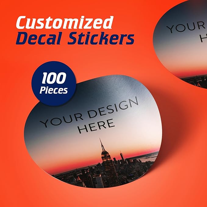 100 Custom Vinyl Stickers - Upload Your own Image, Text, Design, Logo - Personalized Logo Labels for Handmade, Packaging, Bottle, Jars, Candle, Brand Stickers (City, 2x2)