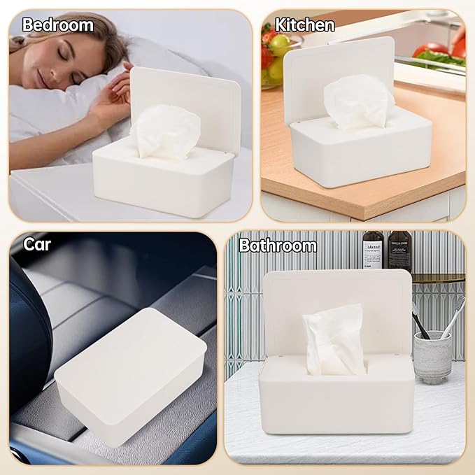 Wipes Dispenser Compatible with Cottonelle Wet Wipes Refill Pack, Refillable Wipes Container, Reusable Wipe Holder with Non-Slip Base, Easy Open Sealed Lid, Keeps Wipes Clean, for Home, Office, Car