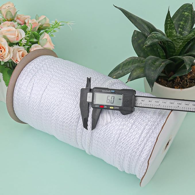 1/4 Inch White Polyester Rope - 500 Foot White Low Stretch Polyester Rope for Hiking, Kayaking, Tarps, Camping