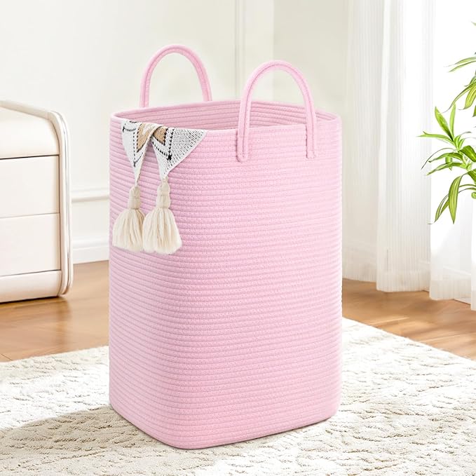 Laundry Basket,Woven Cotton Rope Laundry Hamper,80L Versatile Storage for Dirty Clothes,Baby Toys,and Blankets in Bathroom, Nursery,and Living Room