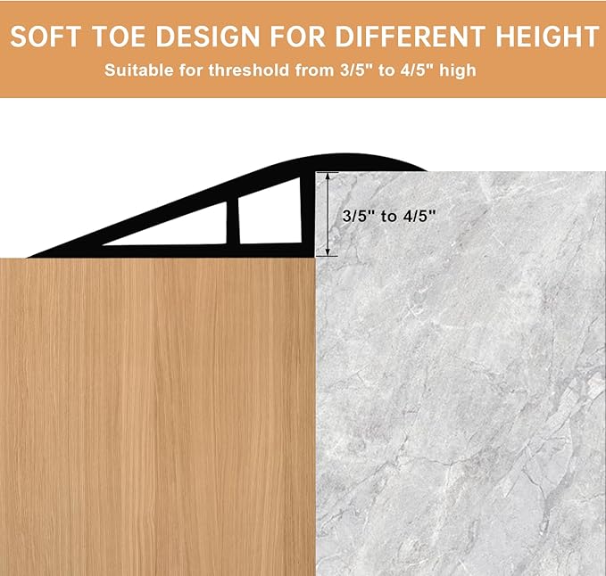 Vinyl Door Threshold Flooring Transition Strip Self Adhesive Carpet Edging Strip for Laminate Doorway Edge Threshold from 3/5" to 4/5" (Grayish Brown Wood Grain, 3.3 Ft)