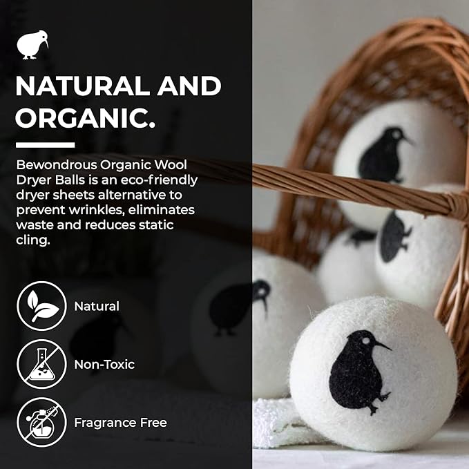 Wool Dryer Balls XL, 100% New Zealand Organic Wool - Reusable Natural Fabric Softener for Laundry, Dryer Sheets Alternative - Prevent Wrinkles and Anti Static (White, 6-Pack)