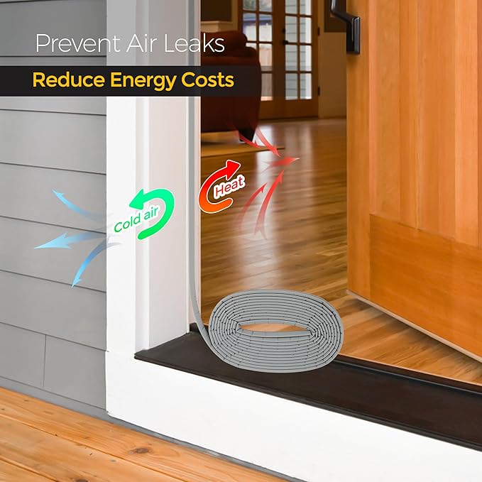 Weather Stripping Door Seal Strip Soundproof Q Foam Tape, Exterior Door Insulation Strip for Large Gap, Easy to Install(Grey, 50FT)