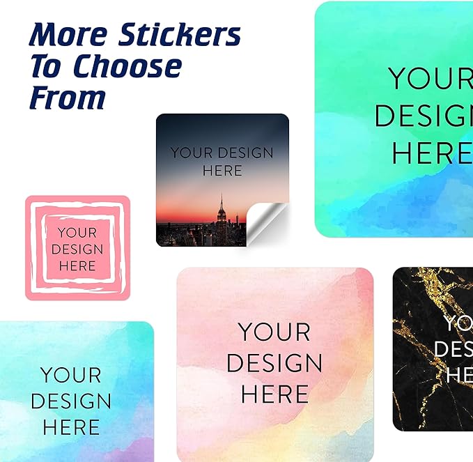 100 Custom Vinyl Stickers - Upload Your own Image, Text, Design, Logo - Personalized Logo Labels for Handmade, Packaging, Bottle, Jars, Candle, Brand Stickers (City, 2x2 Square)