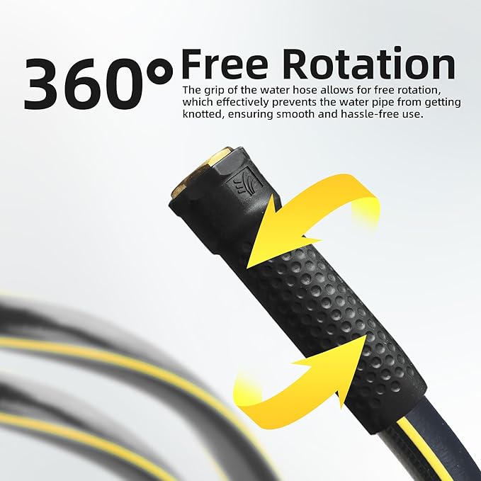 Solution4Patio Long Black Garden Hose 3/4 in. x 50 ft. -Heavy Duty Durable Flexible Lightweight Water Pipe -Brass Aluminum Ends for Household & Commercial -Kink Free, No Leaking, Male/Female Fittings