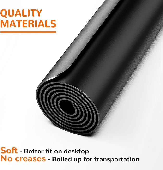 Warome Heat Resistant Mat, 47"x 23" Silicone Mat, Extra Large Silicone Mats for Kitchen Countert, Nonslip Kitchen Countertop Protector for Baking/Crafts, No Creases-Black