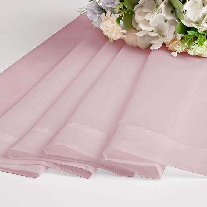 Chyhomenyc Blush Pink Sheer Curtains 84 Inches Long 2 Panels Set - Light Filtering Pink Curtains for Living Room, Soft Rod Pocket Bedroom Window Drapes, 42Wx84L inch, 2PCS