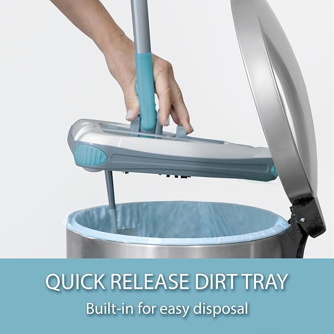 Zippi Sweeper Pro - 2025 New and Improved Lightweight Sweeper, Perfect for Short Carpet Hardwood and Tile, Triangular Design Allows for Sweeping in Corners, LED Light, 1 Hr Cleaning Time