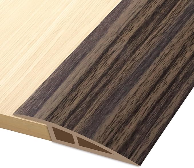 Vinyl Door Threshold Flooring Transition Strip Self Adhesive Carpet Edging Strip for Laminate Doorway Edge Threshold from 2/5" to 3/5" (Grayish Brown Wood Grain, 6.6 Ft)