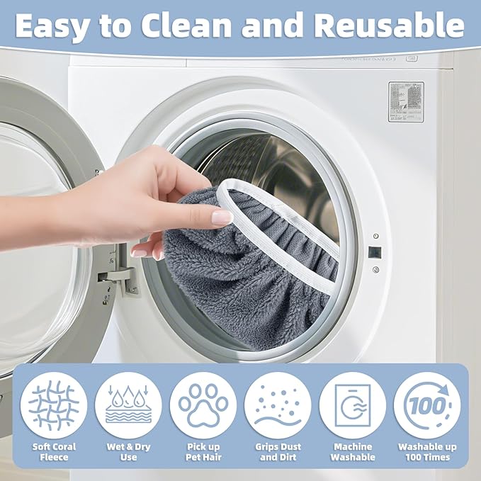 Reusable Dry Sweeping Cloths Microfiber Wet Pads Refill Compatible with Swiffer Sweeper Mop, Machine Washable Sweeping Mop Pads for Use on All Sealed Floors - Stone, Hardwood, Laminate & Tile (6 Grey)