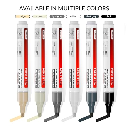 X-Protector Pen for Grout - 2 PCS, White - Ideal Grout Paint Pens to Make Grout White Again - Premium Grout Renew Pen with 2 Tips Types - Make Your Grouts Perfect Again!