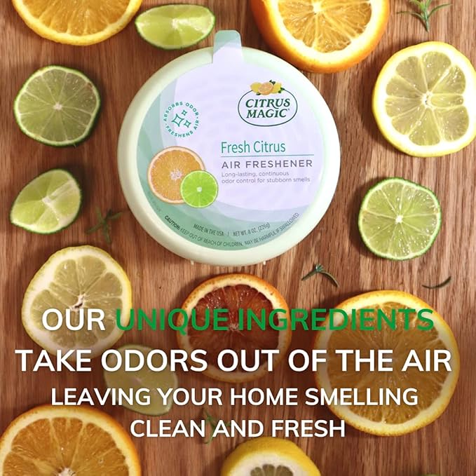 Citrus Magic Odor Absorbing Solid Air Freshener Fresh Citrus, 8-Ounce, Pack of 6, 6 Count