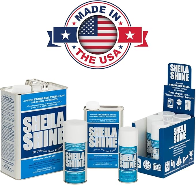 Sheila Shine 1 Quart Can Stainless Steel Cleaner and Polish, Protects Household Kitchen Surfaces, Removes Grease, Fingerprints & Watermarks, Stainless Steel Cleaner for Appliances, Fridge, Oven & Sink
