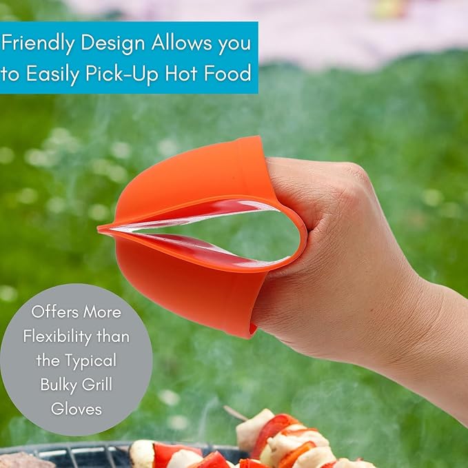 Pack of 2 Silicone Barbecue Gloves for Outdoor Grilling Nons Slip Grip Food Handling Mitts Multipurpose Silicone Baking Gloves