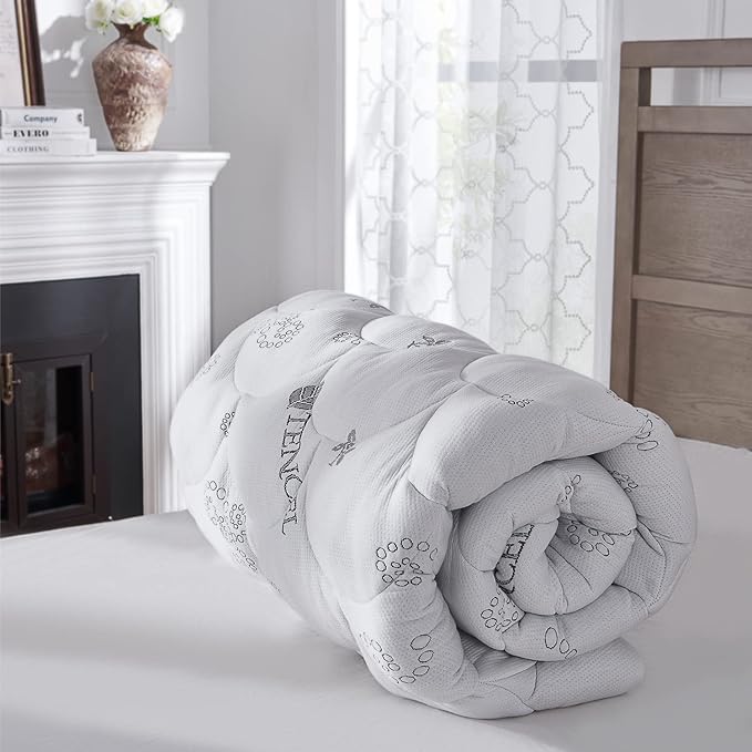 Softhour Padded Topper King Size 40% Tencel Blend Rayon from Bamboo and Polyester Filled Mattress Cover, Thick, Luxurious and Comfort Mattress Pad, Deep Pocket for 21" Mattress