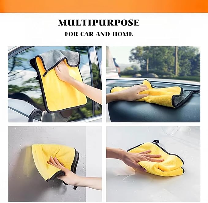10 Pack Premium Microfiber Towels Coral velvet Washing and Detailing Towels for Car Detailing Household Cleaning Ultra-Soft Super Absorbent, Lint Streak-Free 11.8"x15.7” Cleaning Cloth (Yellow/Grey)
