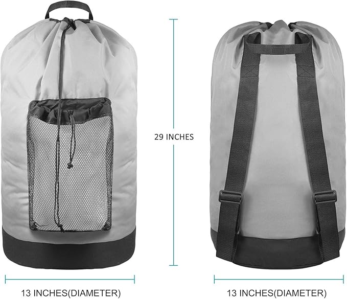 Dalykate Backpack Laundry Bag, Laundry Backpack with Shoulder Straps and Mesh Pocket Durable Nylon Clothes Hamper Bag with Drawstring Closure for College, Travel, Laundromat, Apartment
