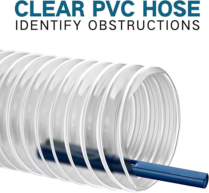 PVC Dust Collection Hose 4" x 20', Heavy Clear PVC Fume Hose Puncture Resistant with Carbon Steel Wire Coil for Woodworking, Workshops, Dust Collection Systems