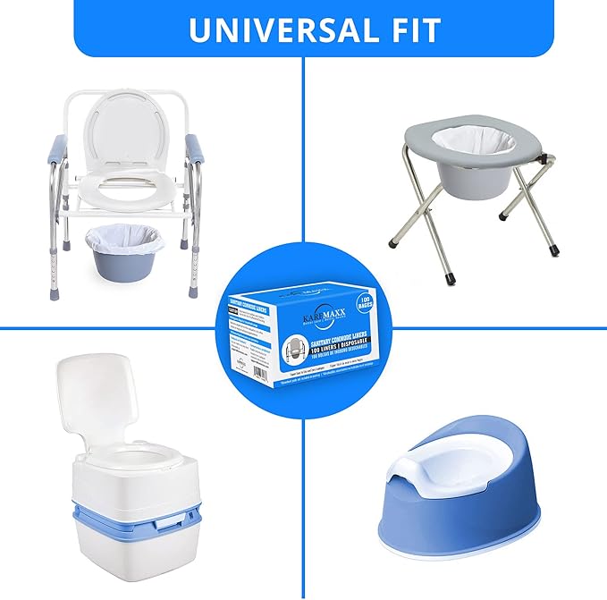 Disposable Potty liners - 250, Bed side commode Liners, Portable Toilet Bag, Potty Bags for Portable Toilet, Potty Chair Liners, Toilet Liners, Commode Bags - Leak Proof & Odorless