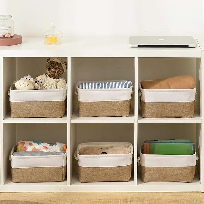 Small Baskets for Organizing, [6 PCS] Collapsible Storage Baskets for Shelves, Storage Bins Boxes Cubes for Clothes Books