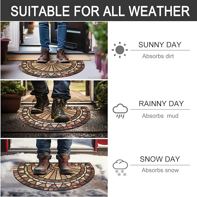 CHICHIC Welcome Door Mat 18 x 30 Inch Front Doormat Outdoors for Home Entrance Outdoors Mat for Outside Entry Way Doormat Entry Rugs, Heavy Duty Non Slip Rubber Back Low Profile, Orange Brown