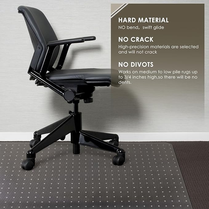 Azadx Heavy Duty Office Chair Mat for Carpet 45" x 53" Hard Material Chair Mat for Carpeted Floor Slip Resistant Carpet Protector for Home Office Easy Glide Desk Floor Mat for Office Chair on Carpets