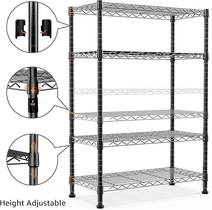 1000 lbs Storage Shelving Steel Heavy Duty 4-Tier Utility Shelving Unit Steel Organizer Wire Rack for Home,Kitchen,Office (13.7" D x 29.5" W x 47.2" H)