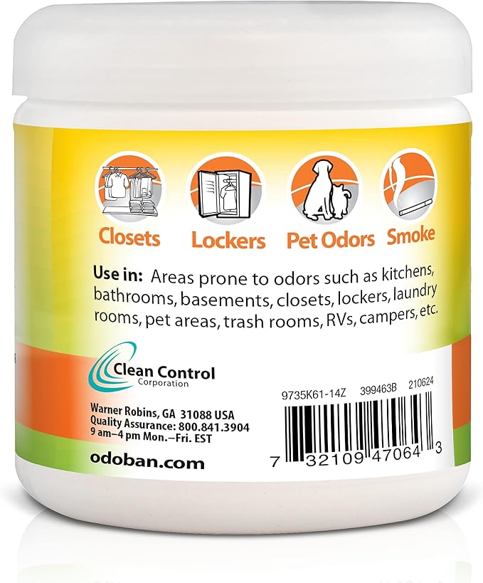 OdoBan Solid Odor Absorber Eliminator for Home and Small Spaces, Citrus Scent, 14 Ounces Each, 3-Pack