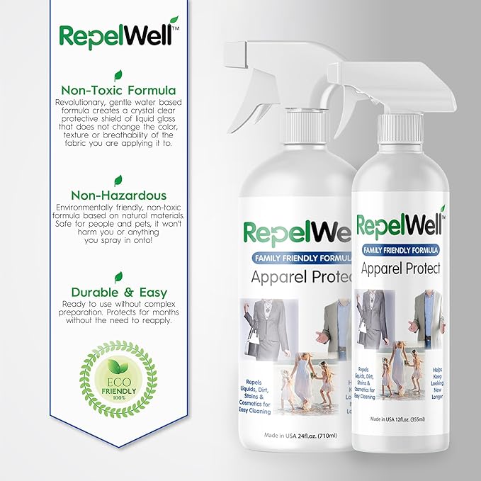Apparel Protect (24oz) Stain & Water Repellent Spray – Non-Toxic, Eco-Friendly, Pet-Safe Sprays for Clothing & More