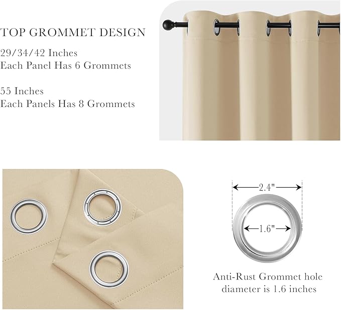 PONY DANCE RV Curtains 24 inch Length, Short Drapes for Bathroom Kitchen, Privacy Mini Camper Curtains for Kids Nursery Bunk Small Windows(2 Panels, W 29 x L 24 inches, Biscotti Beige)