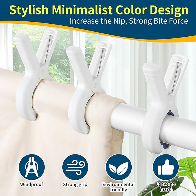 Senbowe Extra Large 6 Pack Beach Towel Clips, 5.1 Inch Pool Chair Clips,Heavy Duty Plastic Clothes Pins,Quilt Drying Clips,Windproof Clothes Clips,Keep Your Towel,Blankets to Dry on Clothesline