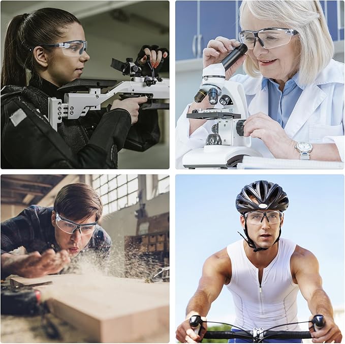 TICONN Anti-Fog Safety Glasses for Men and Women, ANSI Z87.1 Scratch Proof Eye Goggles with Adjustable Arms and UV Protection