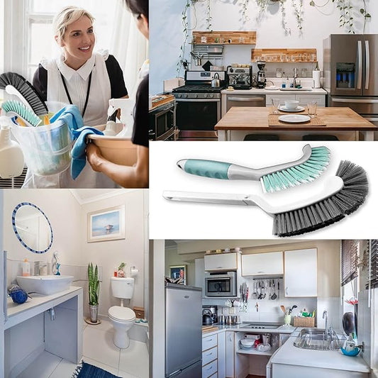 2Pcs Cleaning Brushes, Multi-Purpose Right Angle Brush Scrubbing Kitchen Bathroom Deep Cleaning Edge Corner Crevices Grout Scrub Dish Pot Sink Dishwasher Shower Washbasin for Household Use.