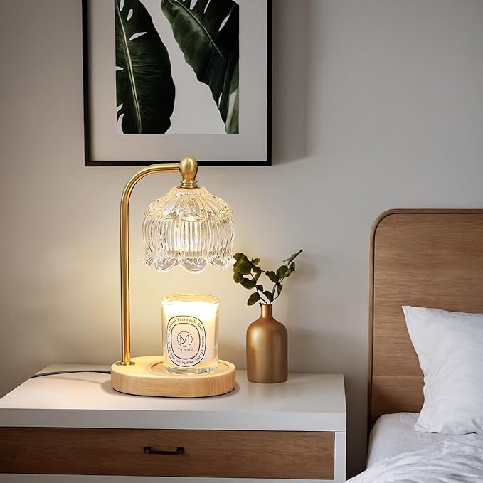 Candle Warmer Lamp with Timer Dimmable,Antique Brass Candle Lamp,Wax Melt Warmer Light for Jar Candles,Mother's Day/Birthday/Christmas Gifts for Mom/Wife,Home Decor Lamp,with 2 Bulbs