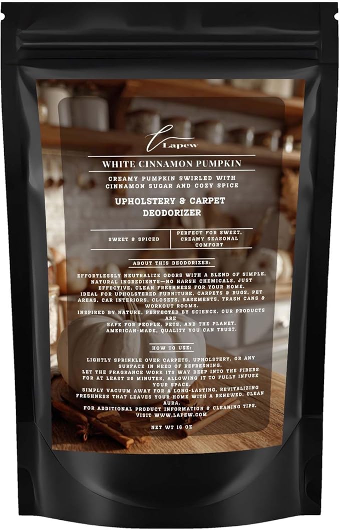 White Cinnamon Pumpkin Carpet Freshener Powder: Powerful Odor Eliminator for Home, Upholstery Deodorizer, Carpet Deodorizer, Pet Urine, Cat Litter Box - White Pumpkin Fragrance